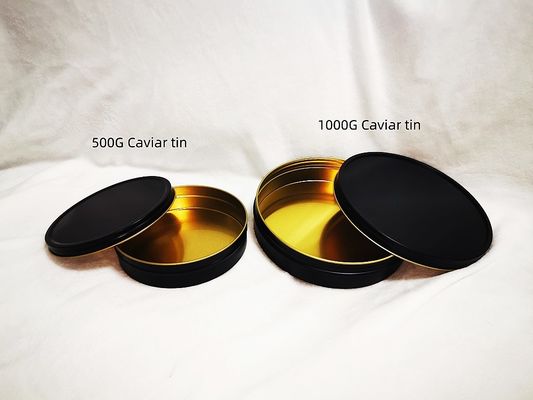 خلاء خالی قوطی قوطی کاویار بسته بندی درجه غذایی 1000 میلی لیتر / گرم 1 کیلوگرم با سیاه مات در داخل طلا