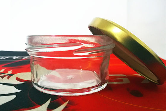 قوطي کاویار شیشه ای شفاف با پوشش فلزی